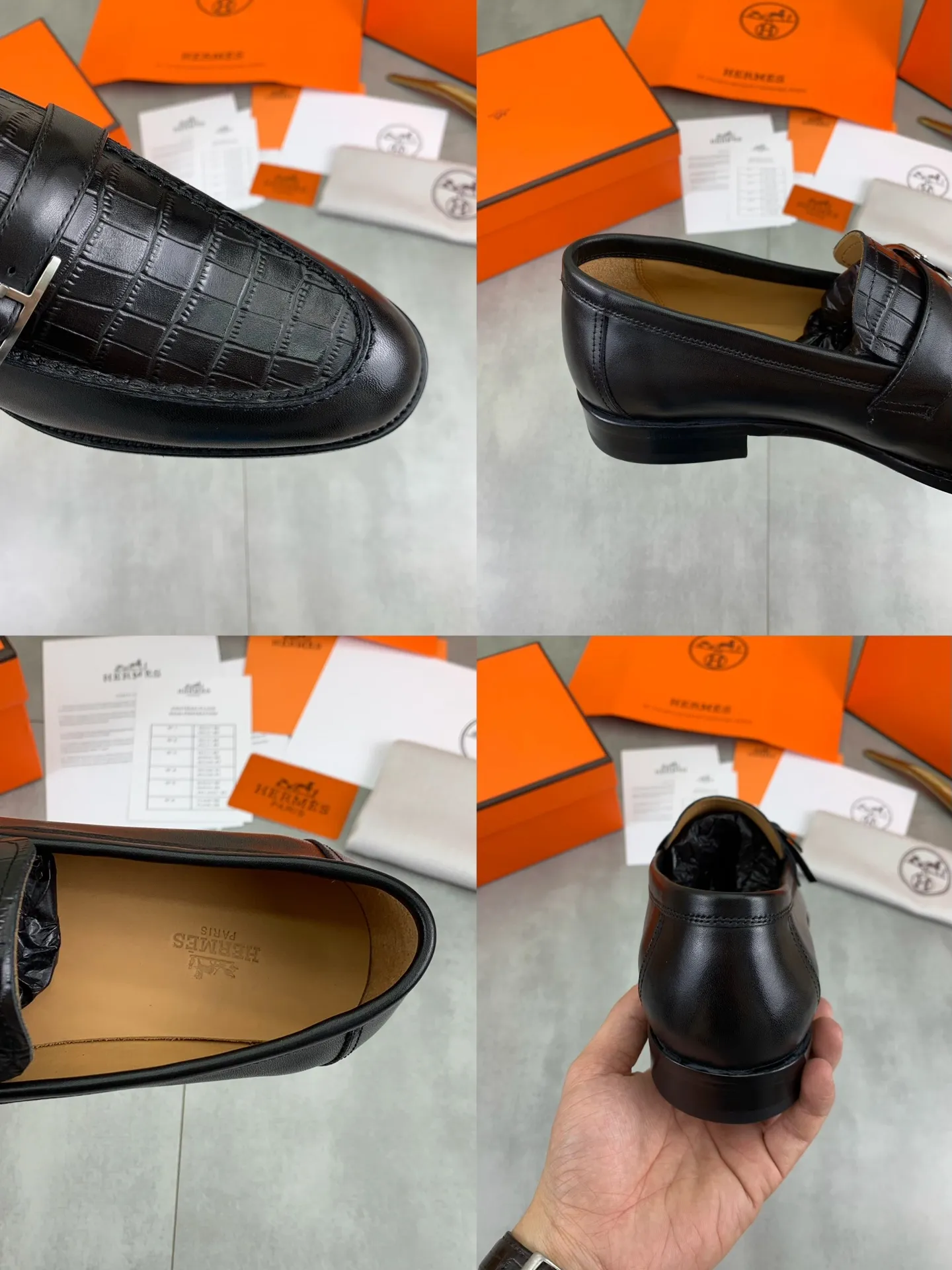 Factory price P980 💰💎💎💎 Original genuine leather outsole Brand: Hermès Grade: Same as the official website Original quality materials: Original soft calfskin Water-dyed cowhide lining Original Italian genuine leather outsole Style categories: Men's fashion Formal casual leather shoes Slip-on men's shoes series Young fashion European and American trends British style Code number: 39-45 (38.46 can be customized)
